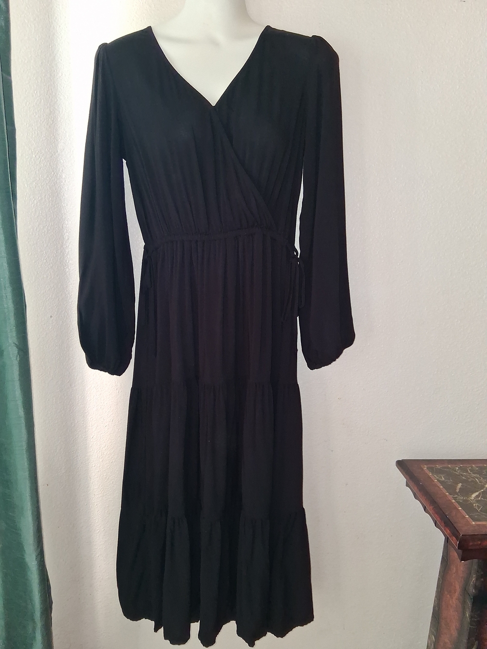 Black Long Sleeve Adjustable Maxi Dress - Women's Sz XS
